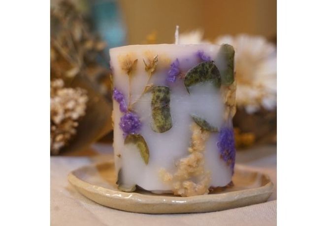 ボタニカルキャンドル ｜ ドライフラワー 花 ギフト 贈り物 かすみ草 癒し インテリア キャンドル 蝋燭 ろうそく 手作り ハンドメイド ナチュラルギフト