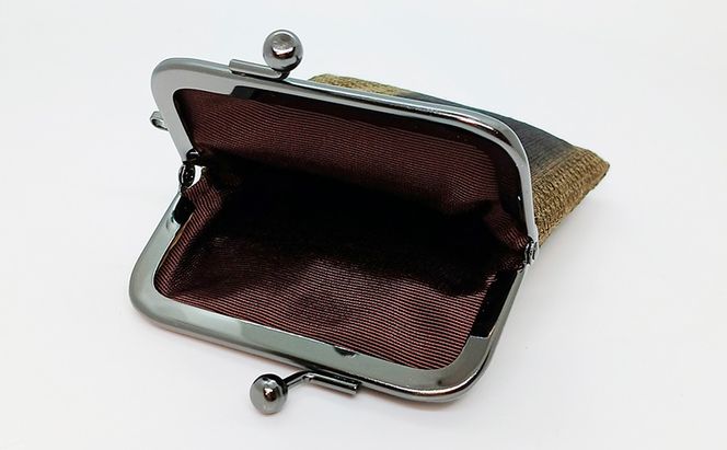 がま口ポーチS ぜんまい紬 茶系 ファッション小物 財布 ファッション 