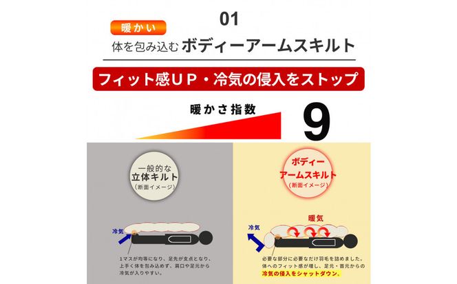 羽毛布団 シングル フランス産 ダックダウン90% 1.3kg (ピンク) ボディーアームスキルト 380dp 322032_BD019VC01