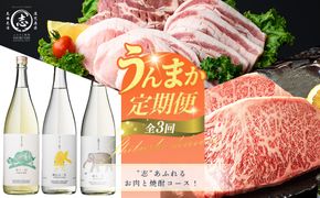 【定期便全3回】"志”あふれるお肉と焼酎コース！志布志うんまか定期便 t0048-010
