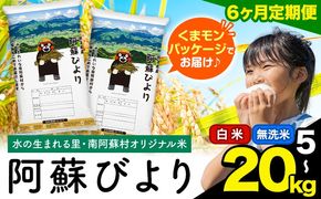 【6ヶ月定期便】訳あり 選べる 白米 無洗米 5kg 10kg  15kg  20kg 熊本県産 阿蘇びより《お申込み翌月から出荷》 お米 コメ こめ 国産 熊本県 南阿蘇村 阿蘇 びより---mna_abytei_5kg_69000_mo6_h---