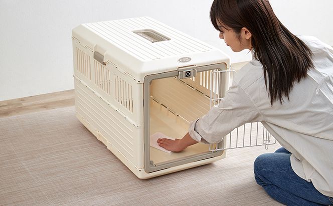 ペットキャリー 折りたたみ FC-670 アイボリー アイリスオーヤマ 犬 猫 ケージ ハードキャリー 折り畳み キャリーバッグ キャリーケース プラスチック お出かけ 帰省 旅行 病院 通院 移動 