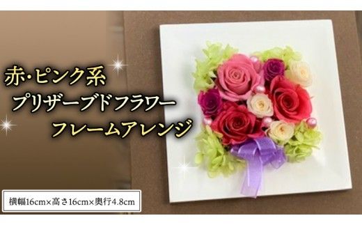 赤 ・ ピンク 系 プリザーブド フレーム アレンジ ギフト プレゼント 花 お祝い 贈答 記念日 [CT073ci]