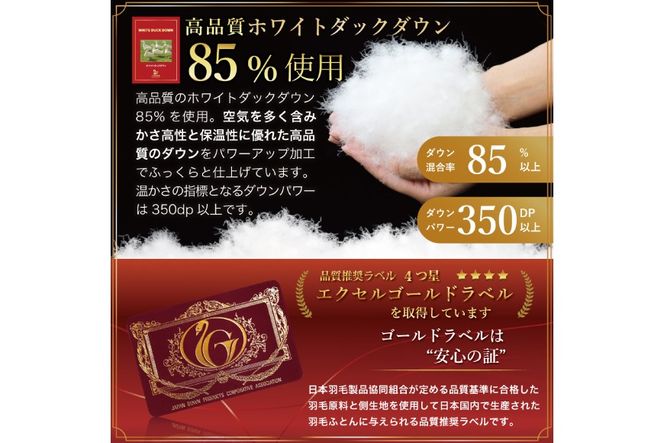 洗える羽毛布団 ダブル ホワイトダックダウン85％ グレー 無地 本掛け 冬用 1.6kg 羽毛 布団 羽毛ふとん 本掛け布団 コインランドリー 抗菌防臭 [川村羽毛 山梨県 韮崎市 20745104]