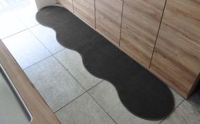 diw0089 北欧風キッチンマット ラグマットタイプ 45×240cm ピーナッツ型 チャコール 抗菌防臭 SEK 織人しきもの屋工房