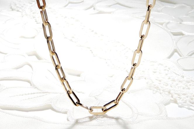 K18YGペーパークリップチェーンネックレス 幅4.4ミリ 中空 CSN00189-18Y SWAV067