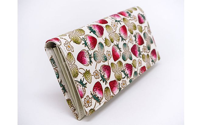 長財布 スッキリ大人の財布 束入れ いちご 文庫屋大関 お札を折らない 財布 レディース レザー 本革 革 文庫革 薄い スリム 軽量 スリム財布 レディース財布 お財布 札入れ 札束入れ 柄 日本製 東京 墨田区