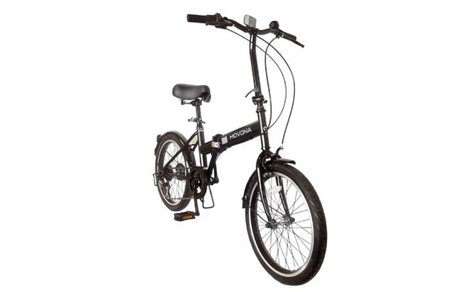 ノーパンク 折りたたみ自転車 MOVONA 20インチ ワイドタイヤ Black（ブラック） SHIMANO6段変速 空気入れ不要 通勤 通学｜武田産業 フォールディングバイク 人気返礼品 三重県 四日市市 ふるさと納税