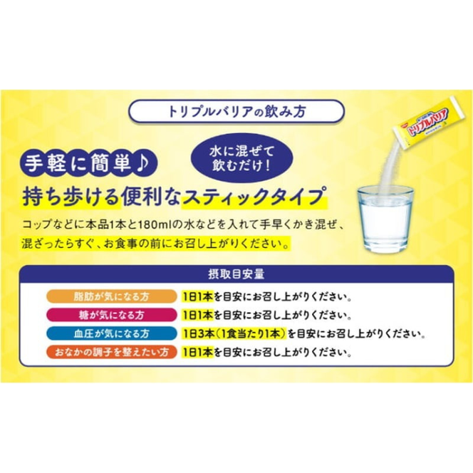 【定期便2ヵ月】トリプルバリア 甘さスッキリ レモン味 30本入 ｜ 日清食品 サプリメント サプリ 機能性表示食品 中性脂肪 血糖値 血圧 下げる 水に溶かす ドリンク スティック 健康 健康食品 美容 お楽しみ 栃木 栃木県 鹿沼市