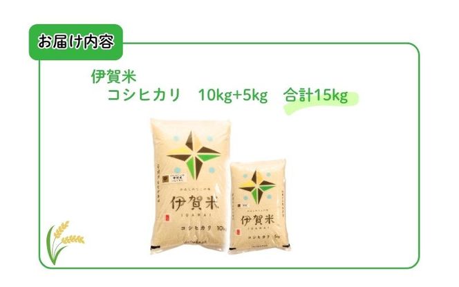 令和7年産 伊賀米コシヒカリ 15kg（5kg＋10kg）【jaig0002】