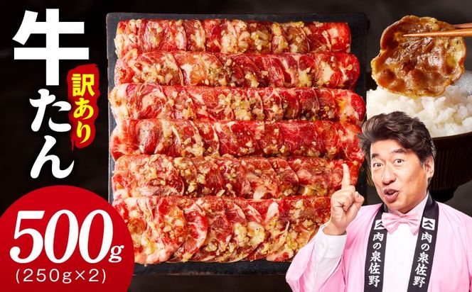 099H4737 牛たん 500g ねぎ塩 小分け 250g×2P【お試し 成型 牛タン 牛肉 焼肉 BBQ 薄切り ぎゅうたん スライス 訳あり サイズ不揃い】