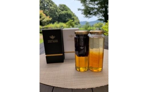 国産はちみつで作る二層の蜂蜜＆砂糖不使用蜂蜜ブルーベリージャムのオリジナル２本セット（国産・非加熱蜂蜜使用）｜栃木県産さくら蜂蜜・百花蜜・バラの蜂蜜