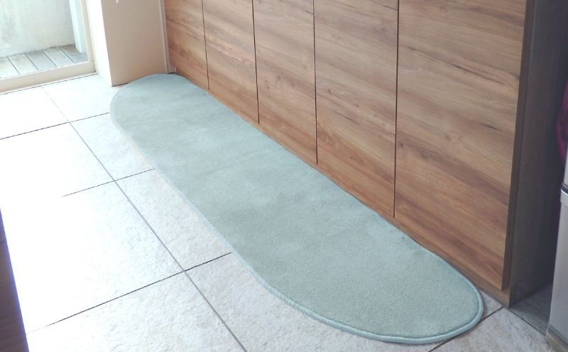 diw0017 北欧風キッチンマット ラグマットタイプ 45×150cm ゆりかご型 アッシュミント 抗菌防臭 SEK 織人しきもの屋工房