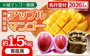 【先行受付】【2026年発送】大城マンゴー農園 マンゴー 家庭用 約1.5kg - 先行予約 アップルマンゴー 沖縄 産地直送 南国フルーツ 旬の味覚 ご自宅用 オススメ 沖縄県 八重瀬町