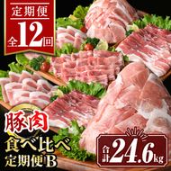 isa648 【定期便12回】豚肉食べ比べ定期便B(合計24.6kg) 国産 切り落とし バラスライス 肩ロース ロース しゃぶしゃぶ 生姜焼き 真空包装 真空パック 小分け ぶたにく 豚 肉 詰合せ 詰め合わせ 冷凍 【サンキョーミート株式会社】