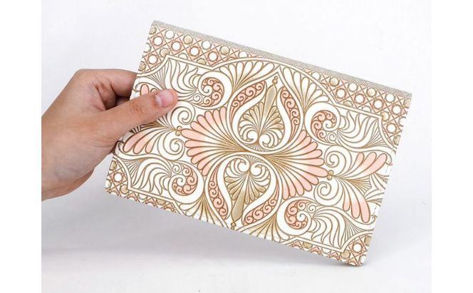 【文庫屋大関】パーソナルホルダー　ロカイユ＜ベビーピンク＞【皮革工芸品】 民芸品 雑貨 日用品 文房具 革小物 革製品 ファイル ケース 