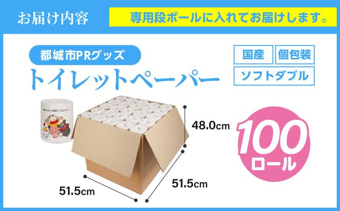 都城市PRトイレットペーパー（ソフトダブル）100ロール×1箱≪みやこんじょ快速便≫_14-I5-TP100-R 