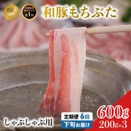 毎月下旬お届け 6回 しゃぶしゃぶ用 豚バラ すき焼き 和豚 もちぶた 200g×3 (600g) 豚肉 ポーク 肉 豚 国産 宮城県産 小分け バラ肉 豚バラ肉 ストック 精肉