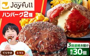 【全3回定期便】ジョイフル ハンバーグ スペシャル 詰め合わせ 2種 30個 セット《築上町》【株式会社　ジョイフル】[ABAA078]