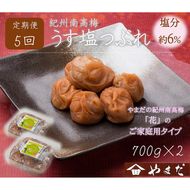 【定期便/2か月ごと/全5回】紀州南高梅うす塩つぶれ（塩分約6％）700g×2