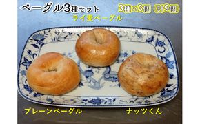 噛み応えと発酵に拘った当店定番ベーグルセット（3種各3個計9個） パン 朝食 冷凍可 