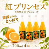 紅プリンセスジュース ストレート 720ml × 4本 中山農園 みかん 蜜柑 紅プリンセス ジュース 果物 みかんジュース ストレートジュース オレンジジュース 100％ フルーツ ストレート  柑橘 果汁 無添加 農家直送 産地直送 数量限定 国産 愛媛 愛南 なくなり次第終了