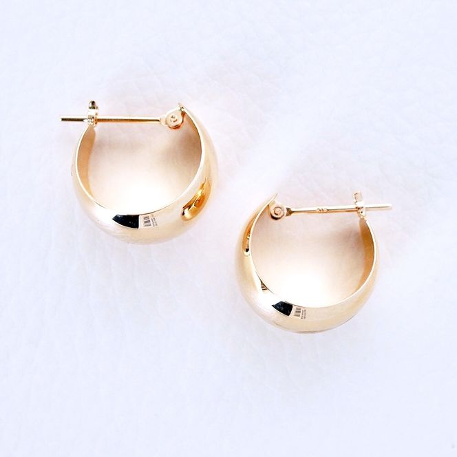 K18 18金 イエローゴールド 地金 ボリューム フープ ピアス (直径14mm) 保証書付 KO-0055 SWAD080-14mm