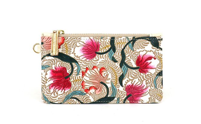 【文庫屋大関】すっきりカードケース　ノースガーデン＜コーラル＞【皮革工芸品】 ファッション小物 雑貨 フラグメントケース 小銭入れ付き 収納 スマート 日本製 