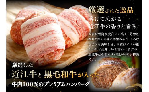 【カネ吉山本】特選黒毛和牛／近江牛 プレミアムハンバーグ 5個箱入【750ｇ（約150ｇ×5個）】【Y095W】