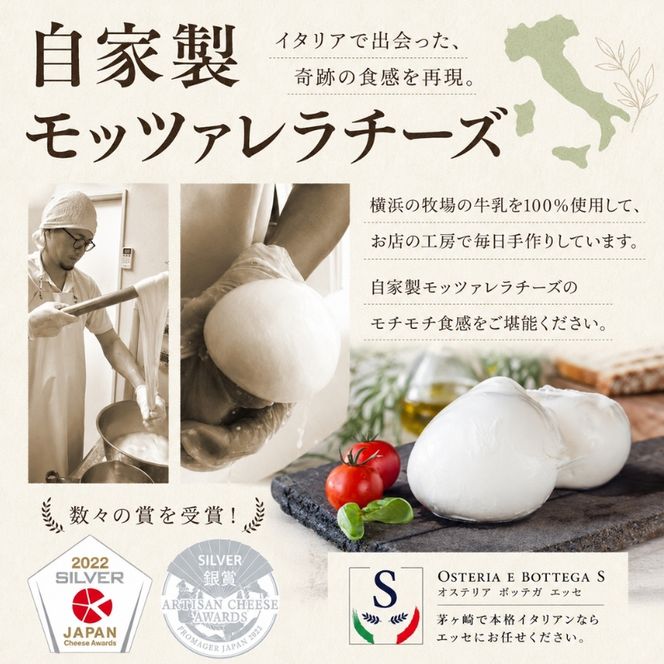  3ヶ月定期便 自家製 チーズ 詰め合わせ モッツァレラチーズ 100g  ブッラータチーズ160g 各2個 出来立て 神奈川県産 幻のチーズ  モッツァレラ ブッラータ 手作り Osteria e Bottega S 神奈川県 湘南 茅ケ崎 フレッシュチーズ  おつまみ ピザ
