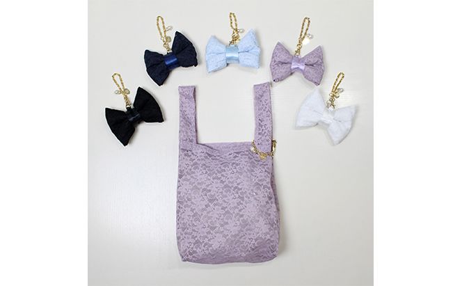 〈Chaleur シャルール〉Ribbon marcheレース【S】サイズ ファッション かばん トートバッグ 手提げ 