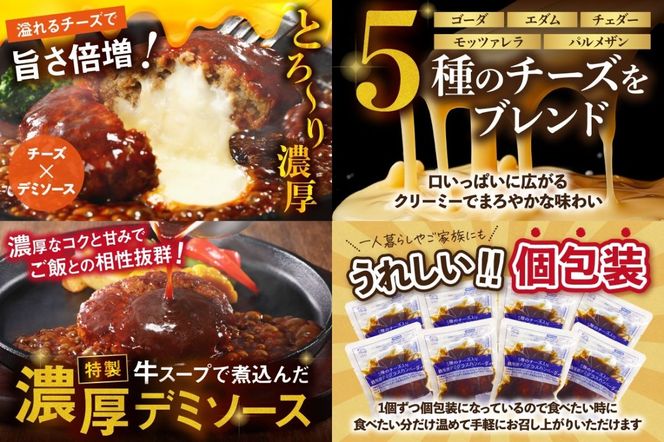 【A-818】5種のチーズ入り鉄板焼ハンバーグ(デミグラスソース)8個
