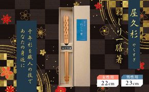 ＜選べる＞屋久杉 ねじり一膳箸 女性用（22cm）or男性用（23cm）　K042-005_SKU