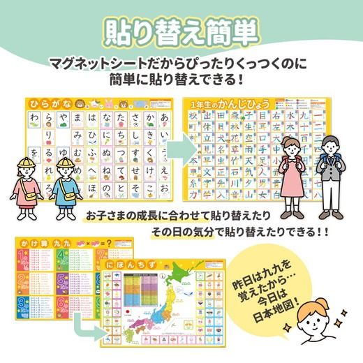 【小学6年生の漢字表ポスター】マグネットシート製 お風呂ポスター 40cm×57cm
