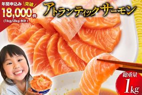 ノルウェー産 アトランティックサーモン 総重量 1kg (正味重量850g) [カネダイ 宮城県 気仙沼市 20565509] 魚 魚介類 サーモン 刺身 アトランティック アトラン 小分け 冷凍 鮭 さけ 訳あり ノルウェー