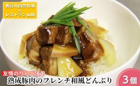 熟成豚肉 フレンチ和風どんぶり 友情のりんご使用 3個 セット 詰め合わせ 長谷川自然牧場 レストラン山崎 冷凍 加工肉 加工品 豚 豚肉 お肉 肉 おつまみ つまみ 惣菜 おかず 夕飯 温めるだけ 簡単調理 熟成豚 青森 青森県 鯵ヶ沢町