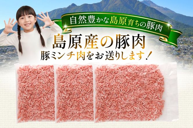 AK027 豚ミンチ 500g 3パック 計1.5kg [ 豚肉 肉 ミンチ ミンチ肉 小分け ぶた肉 ぶた 豚 BBQ バーベキュー 焼肉 アウトドア スターゼン 長崎県 島原市 ]