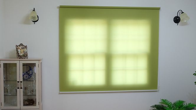 TOSO ロールスクリーン ボールチェーン式 採光生地 90cm×220cm（グリーン）ブラインド シンプルインテリア 採光 間仕切 カーテンレール取付 [BD166-NT]
