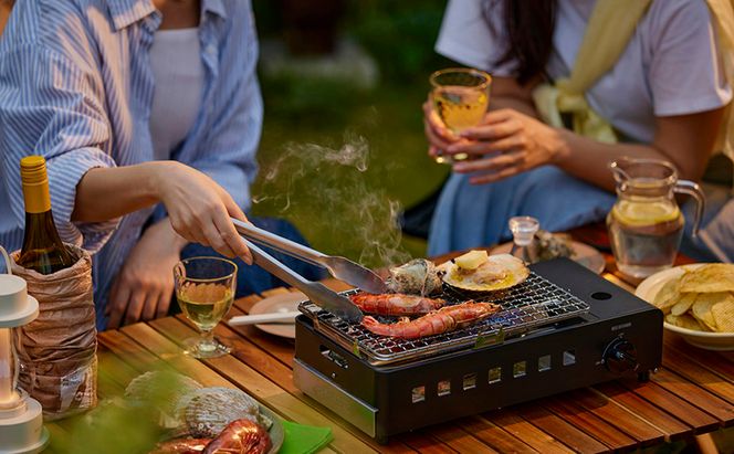 カセットコンロ アウトドア 炉端焼き カセットコンロ炉端焼き IGC-R1 チャコール アイリスオーヤマ 防災 災害用 バーベキュー キャンプ コンパクト 卓上 焼肉 BBQ 網焼き 炉ばた焼き 炉ばた 卓上コンロ ガス