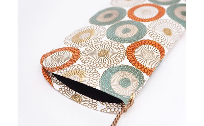 【文庫屋大関】メガネケース　笠菊＜若草＞【皮革工芸品】 ファッション小物 民芸品 