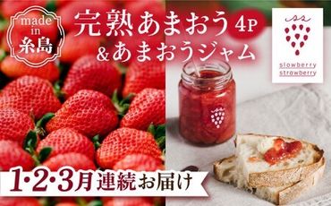 [全3回定期便]完熟 あまおう 270g × 4パック / あまおうジャム 140g × 3本[先行予約受付中:2025年1月以降順次発送] 苺 いちご 糸島市 / slowberry strawberry 