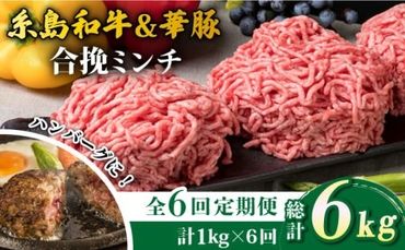 【全6回定期便】糸島和牛 糸島豚 合挽ミンチ 500g×2p×6回 計6kg 糸島ミートデリ工房 [ACA258]