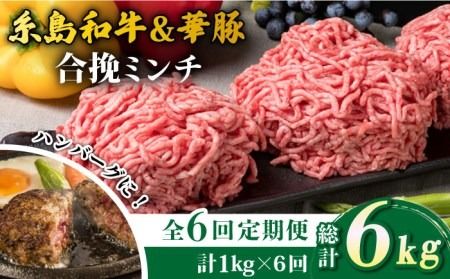 【全6回定期便】糸島和牛 糸島豚 合挽ミンチ 500g×2p×6回 計6kg 糸島ミートデリ工房 [ACA258]