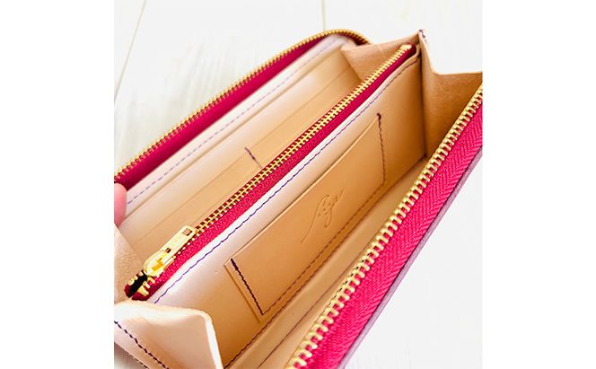 財布 大容量 ロングウォレット パープルｘダルメシアン 長財布 革 レザー 牛革 小銭入れ 札入れ 一点モノ ダルメシアン ギフト 日用品 雑貨 日進市 愛知県