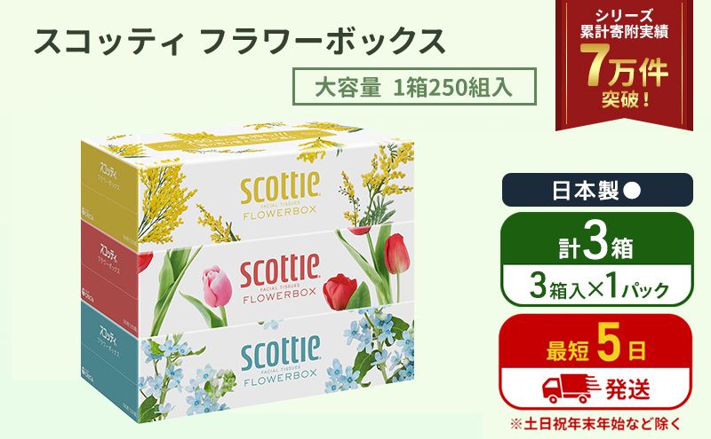 ティッシュ スコッティ フラワーボックス 3箱 ( 3箱 × 1パック )
