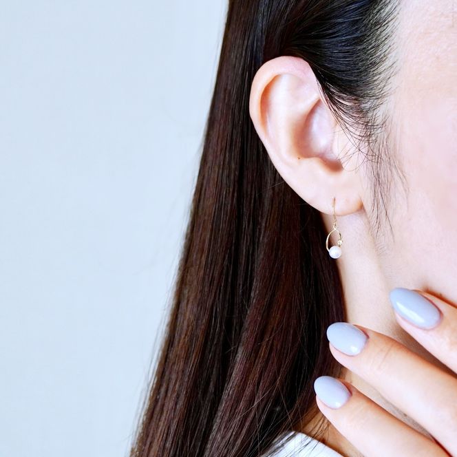 K10YG(10金) イエローゴールド 揺れる ペリドット&パール ピアス 保証書付 G-034 242-044-e