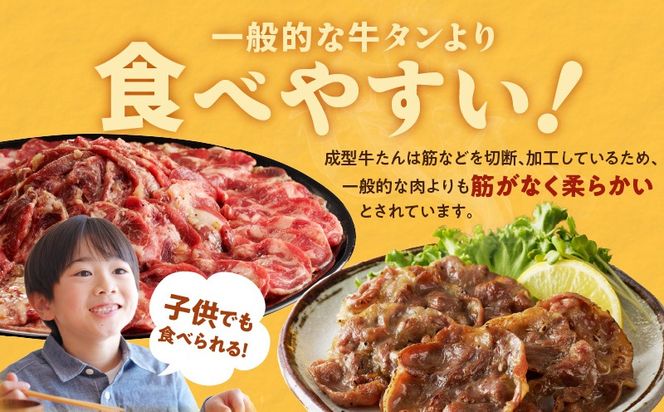 099Z625 【分けて届く定期便】ねぎ塩 牛たん（成型）合計 1kg 小分け 250g×4【牛タン 牛肉 焼肉用 薄切り 訳あり サイズ不揃い 全2回】