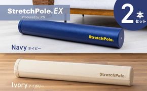 100F078 【LPN社製】ストレッチポールEX 2本セット（ネイビー/アイボリー 各1本)【正規品 セルフケア ストレッチ エクササイズ 腰痛 肩こり 体幹 コアトレ】