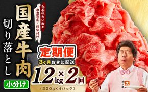 mrzZ103 【分けて届く定期便】国産牛 切り落とし 1.2kg 小分け 300g×4P【氷温熟成×極味付け 国産 牛肉 訳あり サイズ不揃い カレー 牛丼 野菜炒め 肉じゃが 全2回】