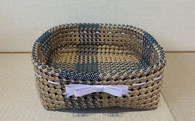 かご 猫用かご リボン紫